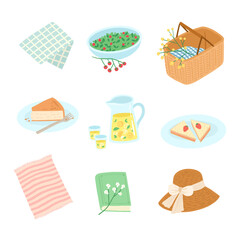 set of isolated picnic elements