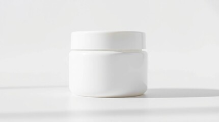Modern Minimalist White Cream Jar Mockup High-Contrast Product Photography