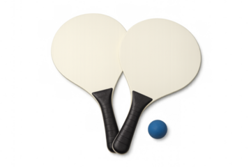 Beach tennis rackets and ball isolated on transparent background