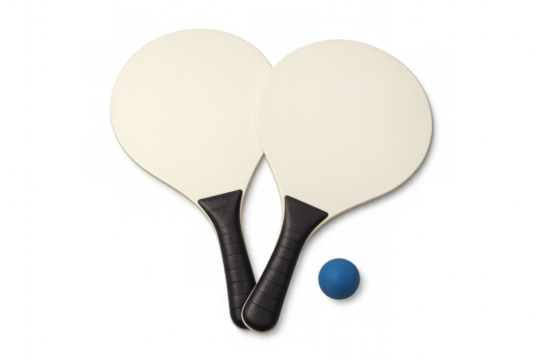 Beach tennis rackets and ball isolated on transparent background