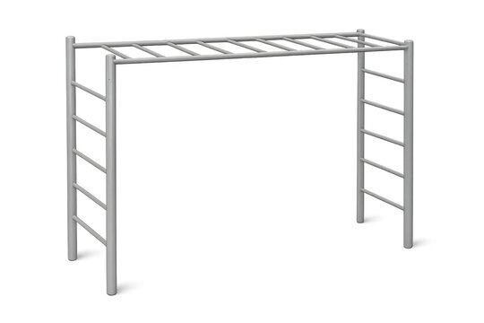Metal monkey bars on transparent background for fitness and play