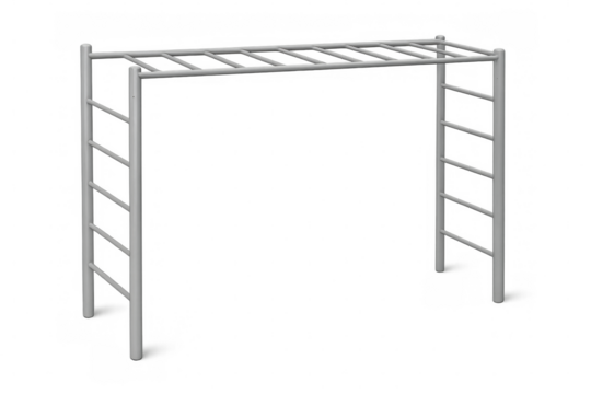 Metal monkey bars on transparent background for fitness and play