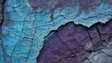 Naklejka premium Closeup of Cracked Surface with Blue and Purple Color Tones in Abstract Texture,