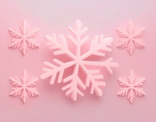 Pink Snowflake Pattern on Pastel Background