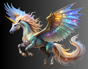 Luminous Mythical Beast in Shadowy Environment