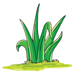 Cute cartoon hand drawn vector green grass clipart.