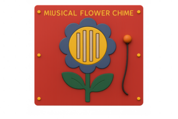Musical flower chime on a playground wall for children entertainment
