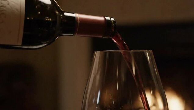 Servindo vinho tinto em um copo