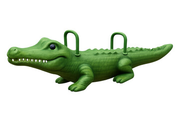 Naklejka premium Green alligator playground rocker swinging on transparent background