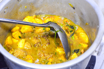 Indonesian cuisine with meat and vegetable soup