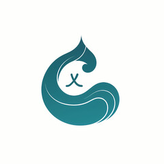 Serene Aqua Waves Abstract Teal Water Design Logo