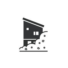 土砂崩れの被害 家のシルエットイラスト