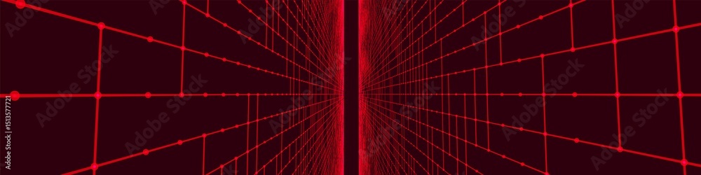 Poster futuristic colorful perspective grid. abstract wireframe with blue grid on black background. virtual