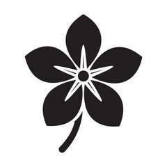Elegant Five-Petaled Flower Icon Black Silhouette Graphic for Design Projects, Websites, and Branding; Simple, Clean, and Versatile Floral Illustration Perfect for Nature-Themed Designs and More