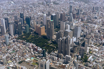 東京都渋谷区初台上空から新宿方向を空撮