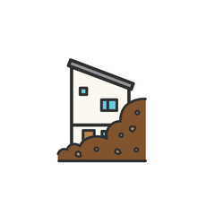 土砂崩れの被害 家のイラスト