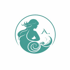 Enchanted Mermaid Ocean Dreams, Mystical Sea Creature, Elegant Aquatic Logo Design