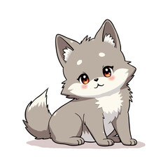 Fototapeta premium Cute Baby American Wolf Clipart 04