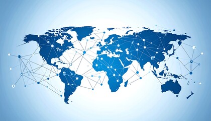 Fototapeta premium Global Network Connection: World Map Illustration