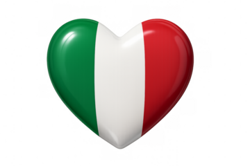 Heart showing italian flag colors on transparent background