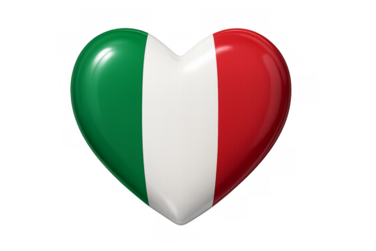 Heart showing italian flag colors on transparent background