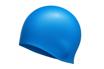 Blue swimming cap floating on transparent background