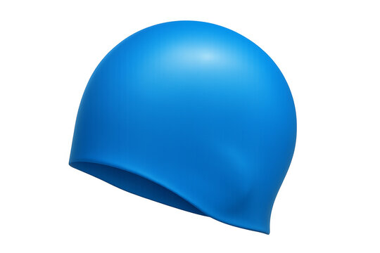 Blue swimming cap floating on transparent background