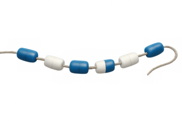 Rope with blue and white floats on transparent background