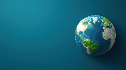 economy tourism technology concept. A stylized globe with continents, set against a blue background.