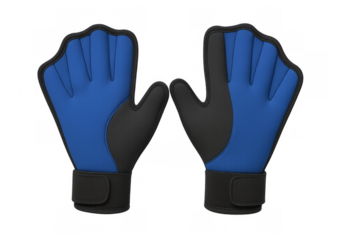 Blue and black goalkeeper gloves isolated on transparent background