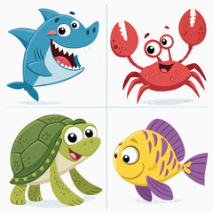 Fototapeta premium set of funny cartoon fish vector