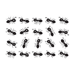 Seamless pattern with bugs. silhouette of a black ant walking