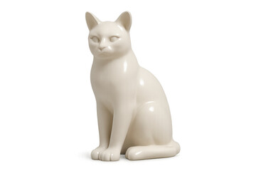 Obraz premium White ceramic cat figurine sitting on transparent background