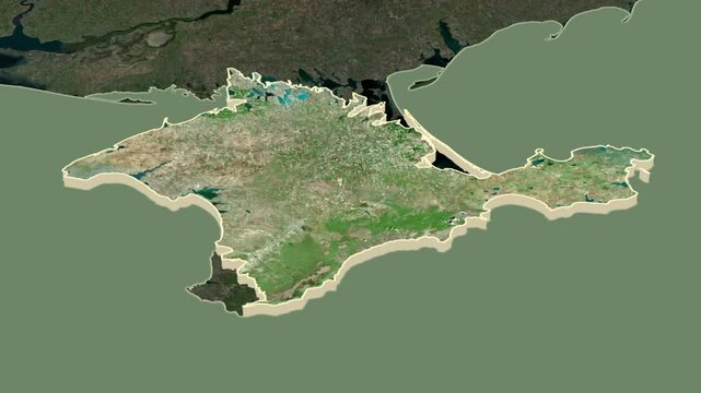 Crimea region, Ukraine with Crimea, extruded. 