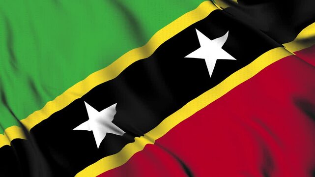 The Saint Kitts and Nevis country flag waves in the wind.