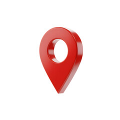Location Pin Glossy 3D Red Icon with Transparent Background Design Element