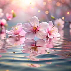 Sakura Petals Floating on Water Surface