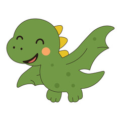 Cute Cartoon Dinosaur Smiling – Vector Illustration