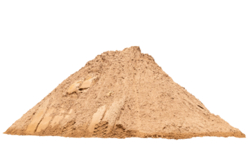 Pile of isolated sand. Pile of fine light yellow sand isolated on transparent background, PNG File