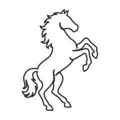 Black horse outline is rearing up