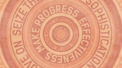 大きな円にポジティブな英単語が並んだスタイリッシュな背景 - ピーチファズ