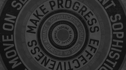 大きな円にポジティブな英単語が並んだスタイリッシュな背景 - ブラック