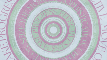 大きな円にポジティブな英単語が並んだスタイリッシュな背景 - 春カラー