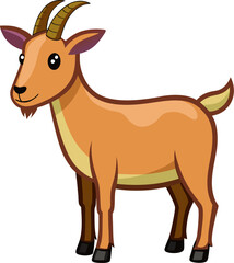 Cartoon goat with tan coat and short tail vector icon for animal, farm, or countryside themes