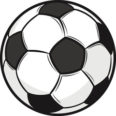 Cartoon soccer ball with classic pentagon design in vector art for sports or kids illustrations