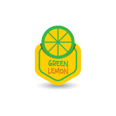 Green lemon logo design. Fresh green lemon logo for food branding.