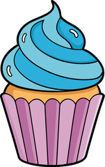 Cute colorful cupcake icon vector in pastel tones for bakery, sweet shop, or party theme graphics