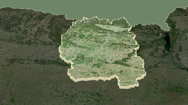 Zhytomyr region, Ukraine with Crimea, extruded. 