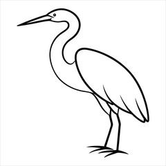 Line art of a heron.