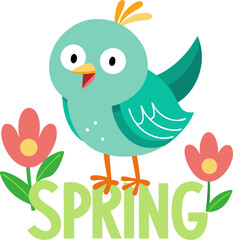 bird with flower spring logo 